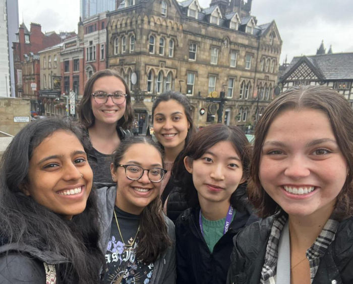 students abroad in a group