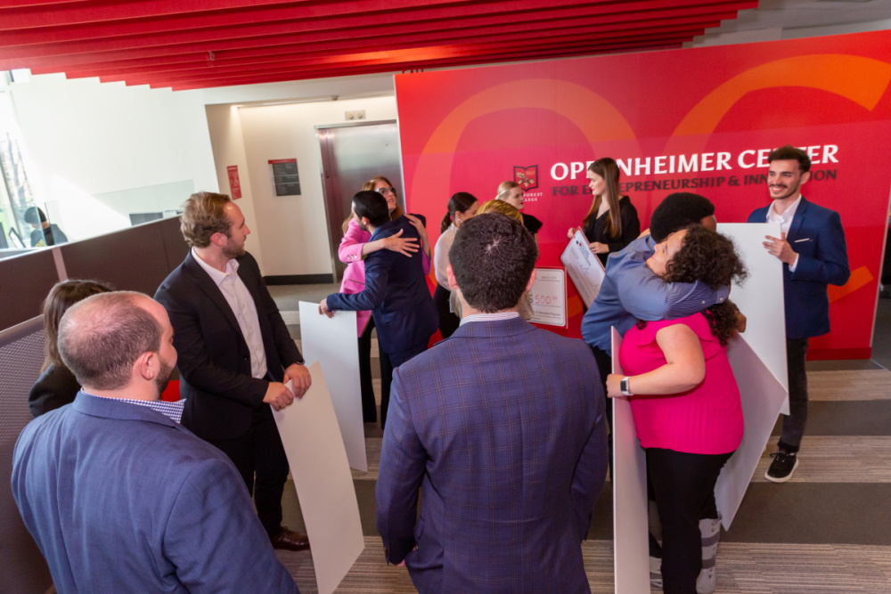 A gathering in the Oppenheimer Center for Entrepreneurship and Innovation