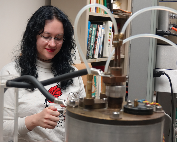 A student works on an independent physics project