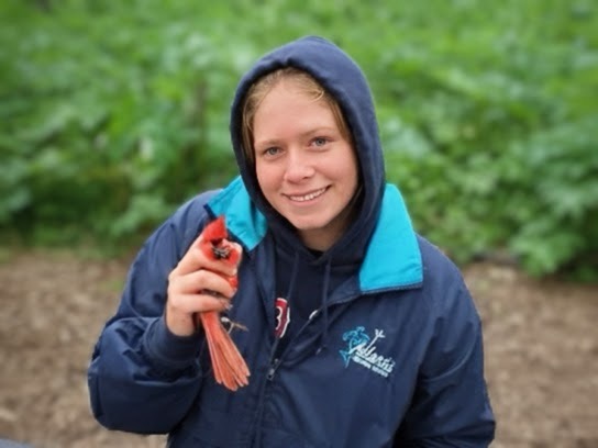 Annie with a bird