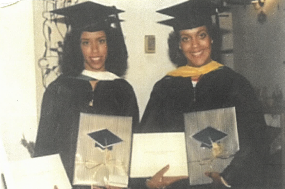 Leslie and her sister, Deborah, at graduation