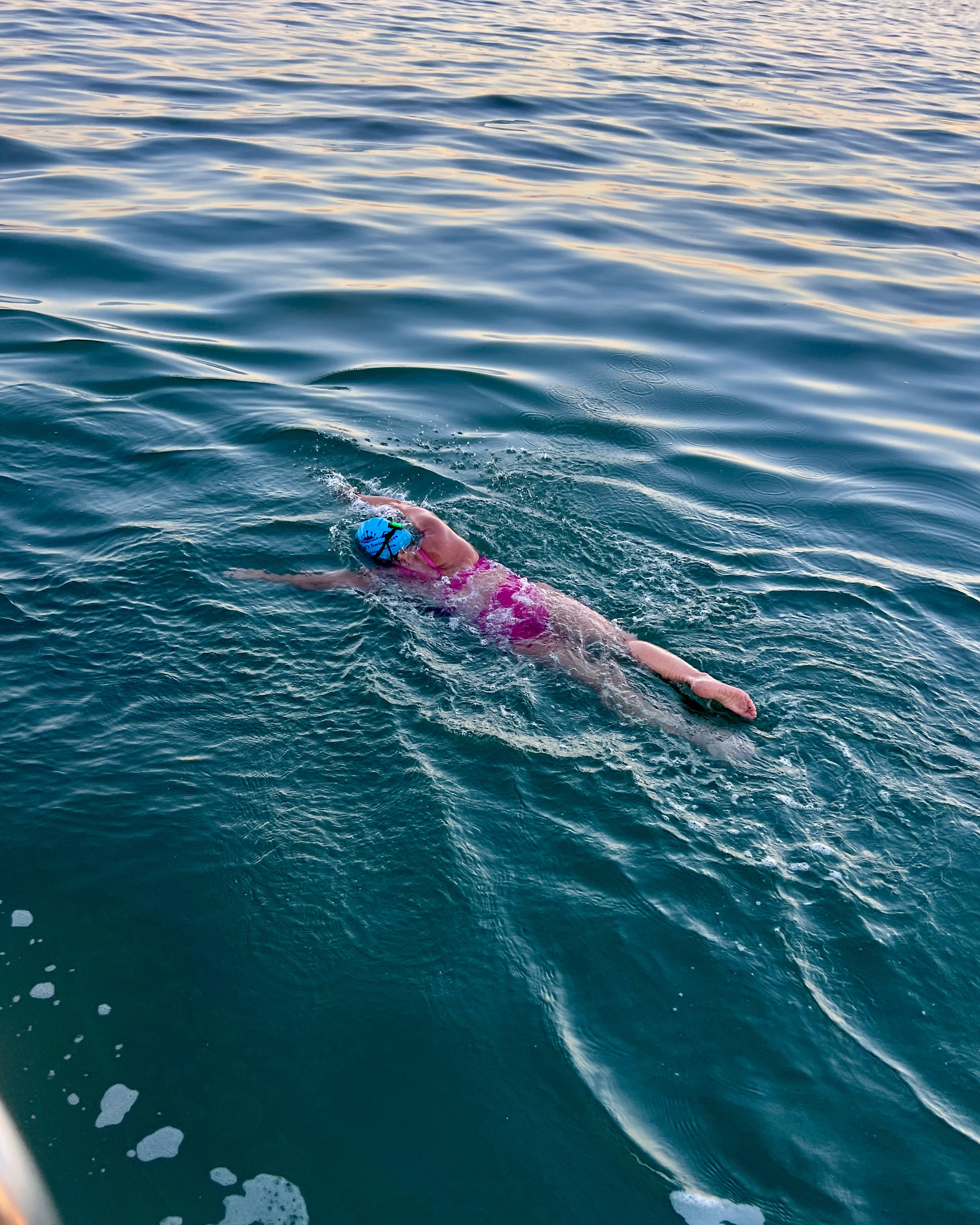Sara wsimming in the English Channel