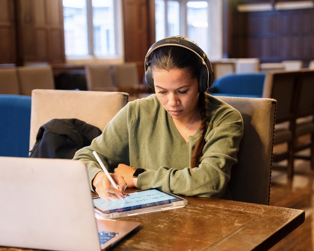 student studying
