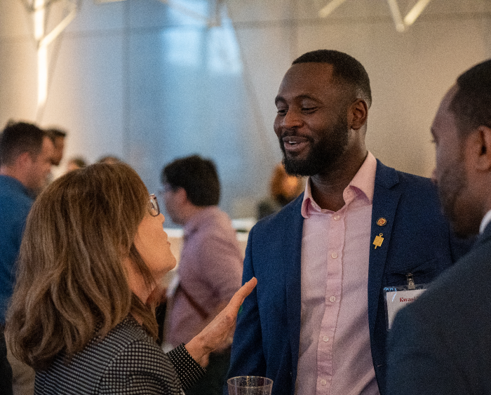 student networking with professional