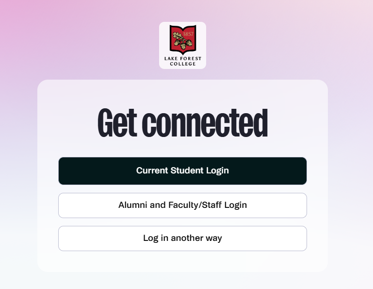 Login page for Handshake with three buttons.