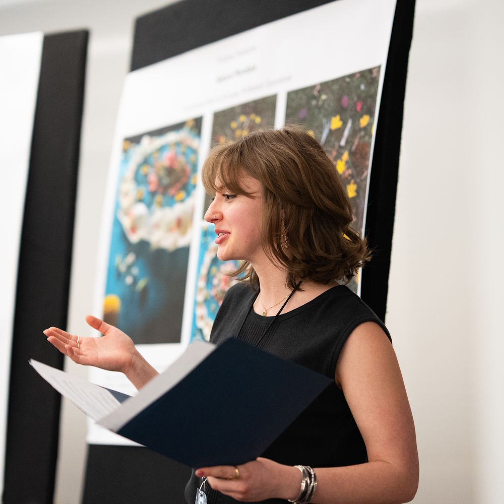 a student presenting a talk/research