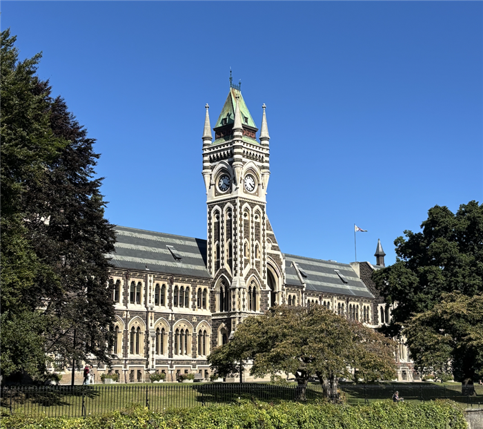 front of the clocktower building