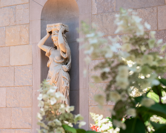 statue outside of the krebs center