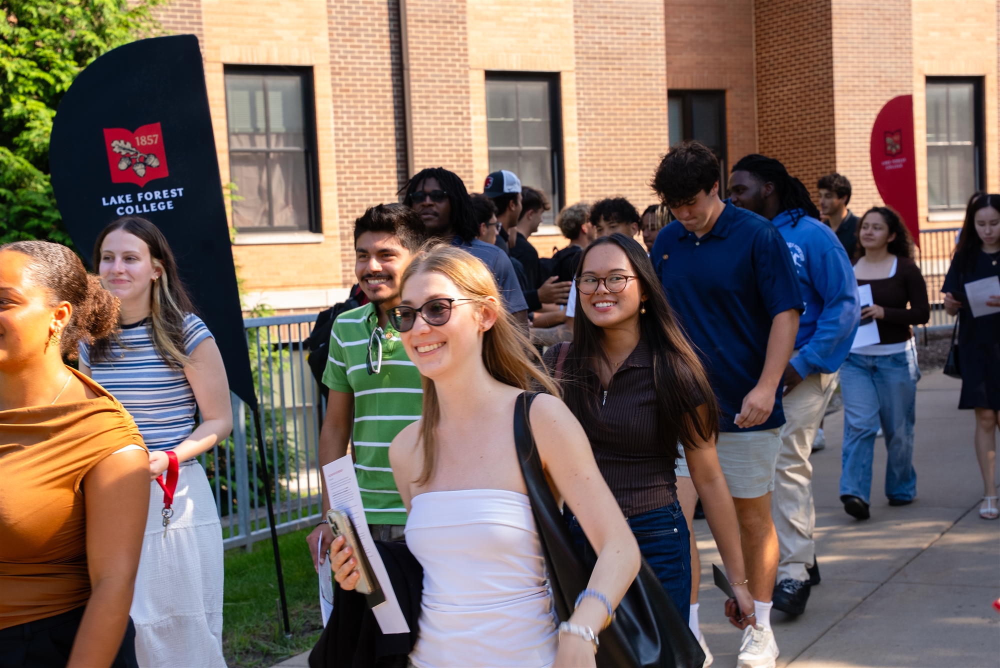 First years walking across campus