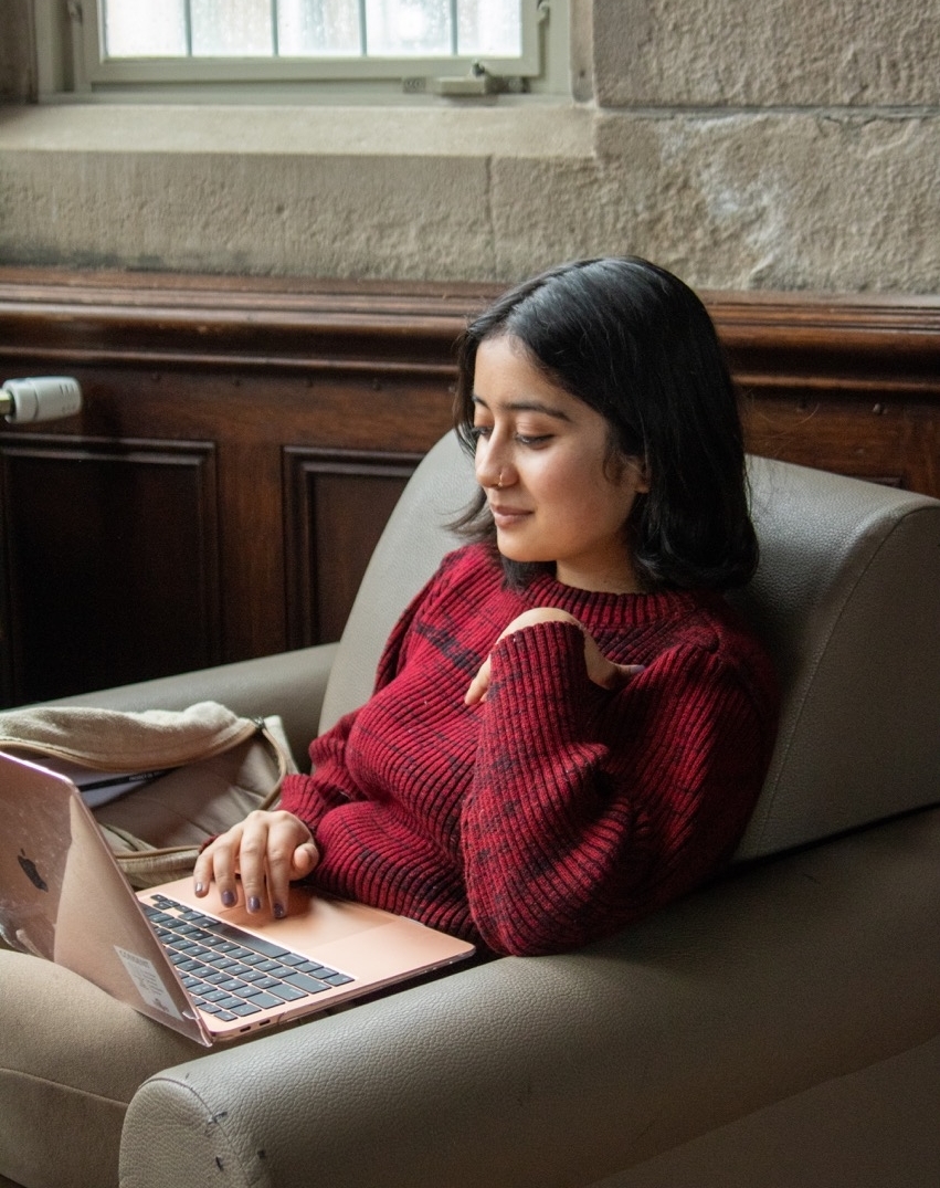 student studying at college