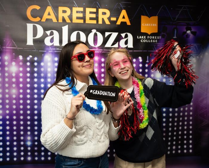 students at career booth