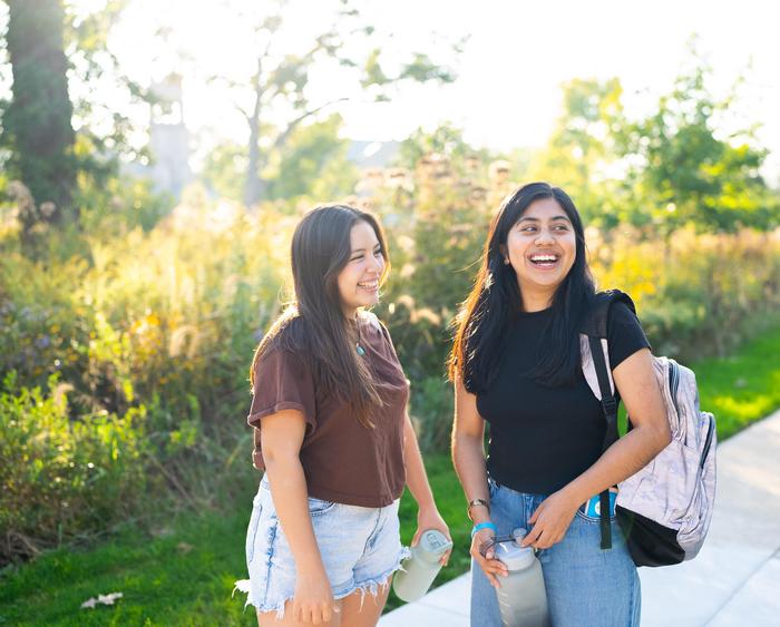 students outside near prairie