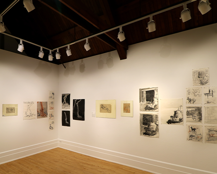 A display of artwork in the Sonnenschein Gallery