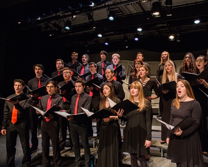 Choir on risers singing
