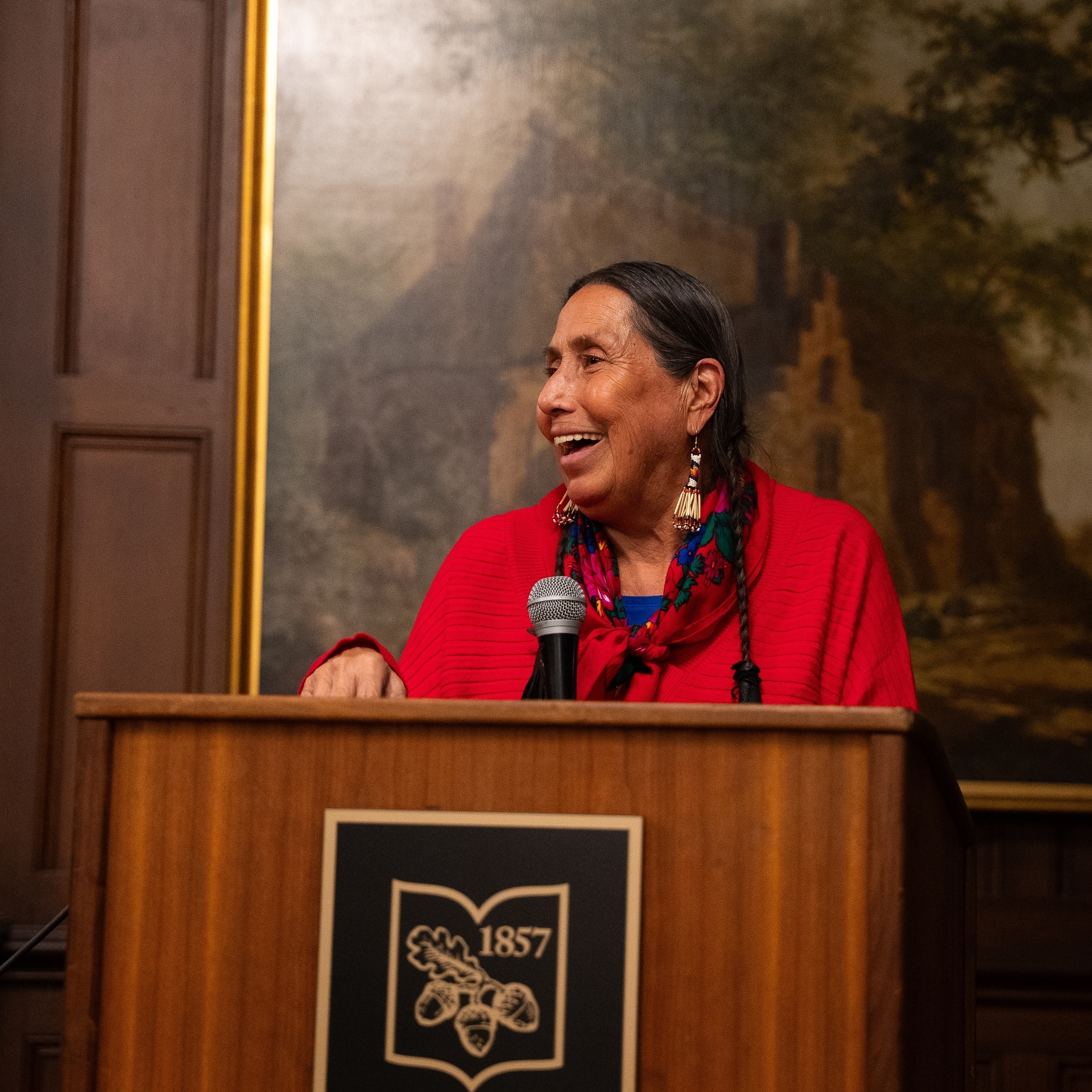 Indigenous speaker at podium