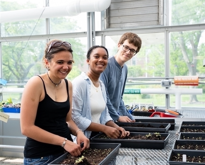 students in greenhouse