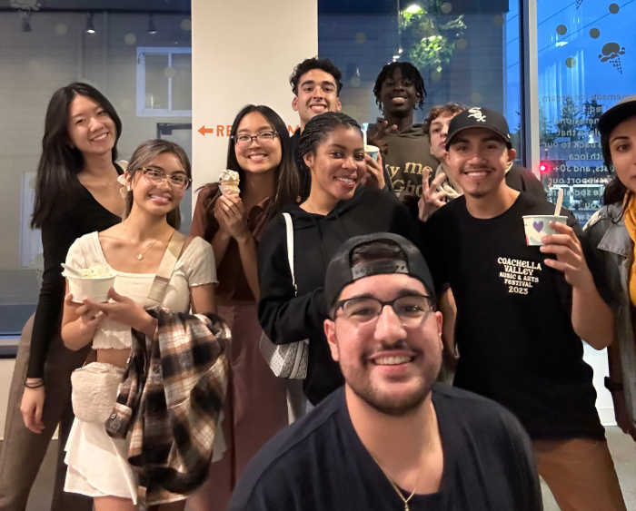 students in a group hanging out