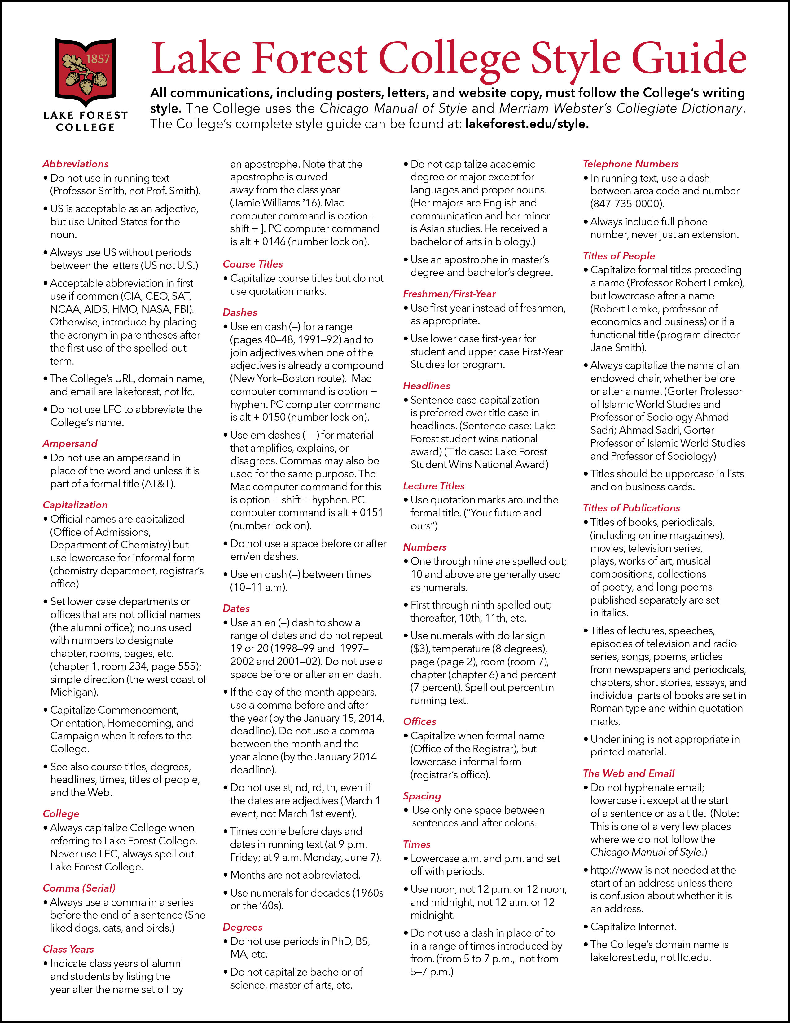 Quick style guide