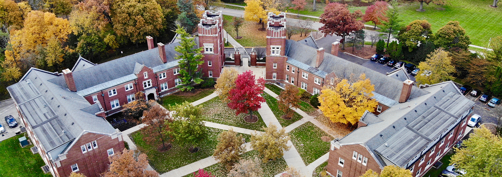 aerial view of harlan and blackstone halls