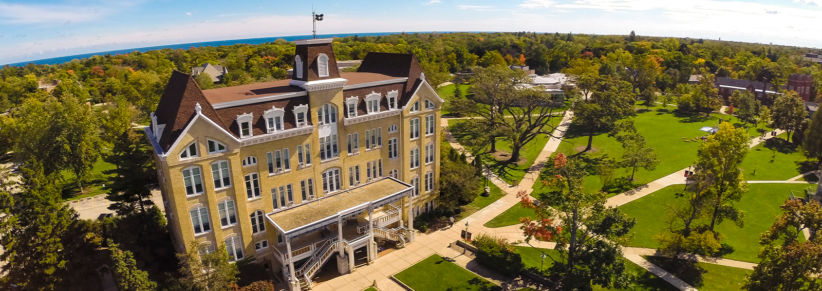 aerial view of young hall