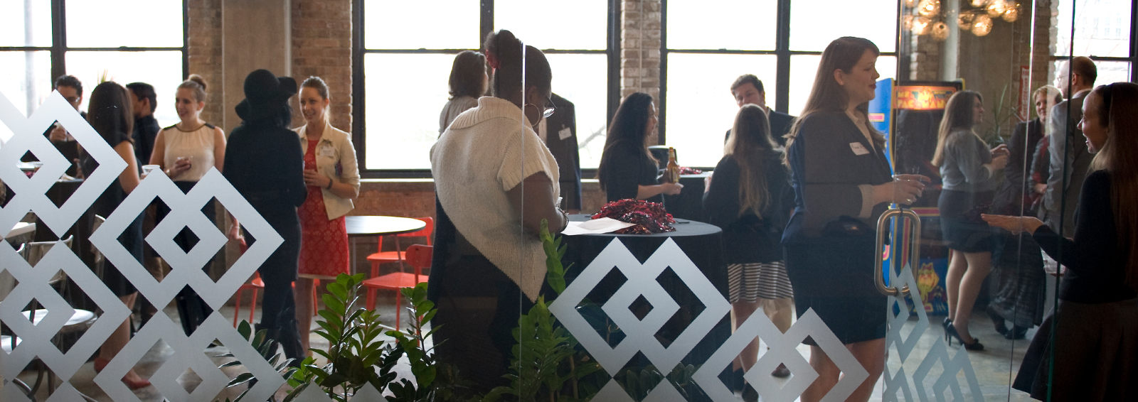 Lake Forest College business students at a networking event