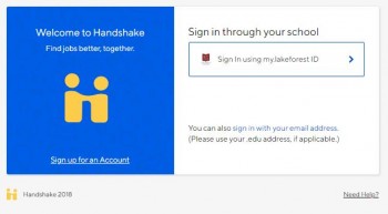 Login screen for Handshake