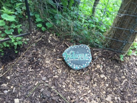 Lake Forest College Student Garden at Glen Rowan welcome stone